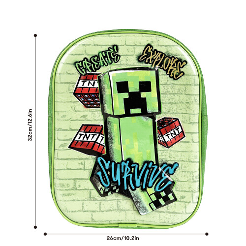 Minecraft Minecraft 3D Eva Backpack Kids School Bag Rucksack Green 2