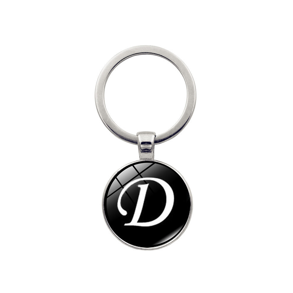 (D) Alphabet Contemporary Keychain Crafted In Premium Zinc Alloy With Gemstones