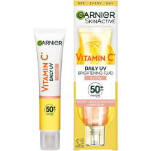 Garnier Vitamin C Daily UV Brightening Fluid Sheer Glow, SPF50+, Prevents + Corrects Sun Damages + Evens Skin tone, Face & Neck, For all skin types