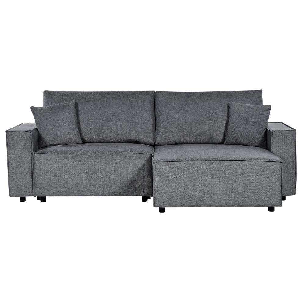 Corner Sofa Bed KARILA Fabric Dark Grey with Storage 3 Seater Left Hand