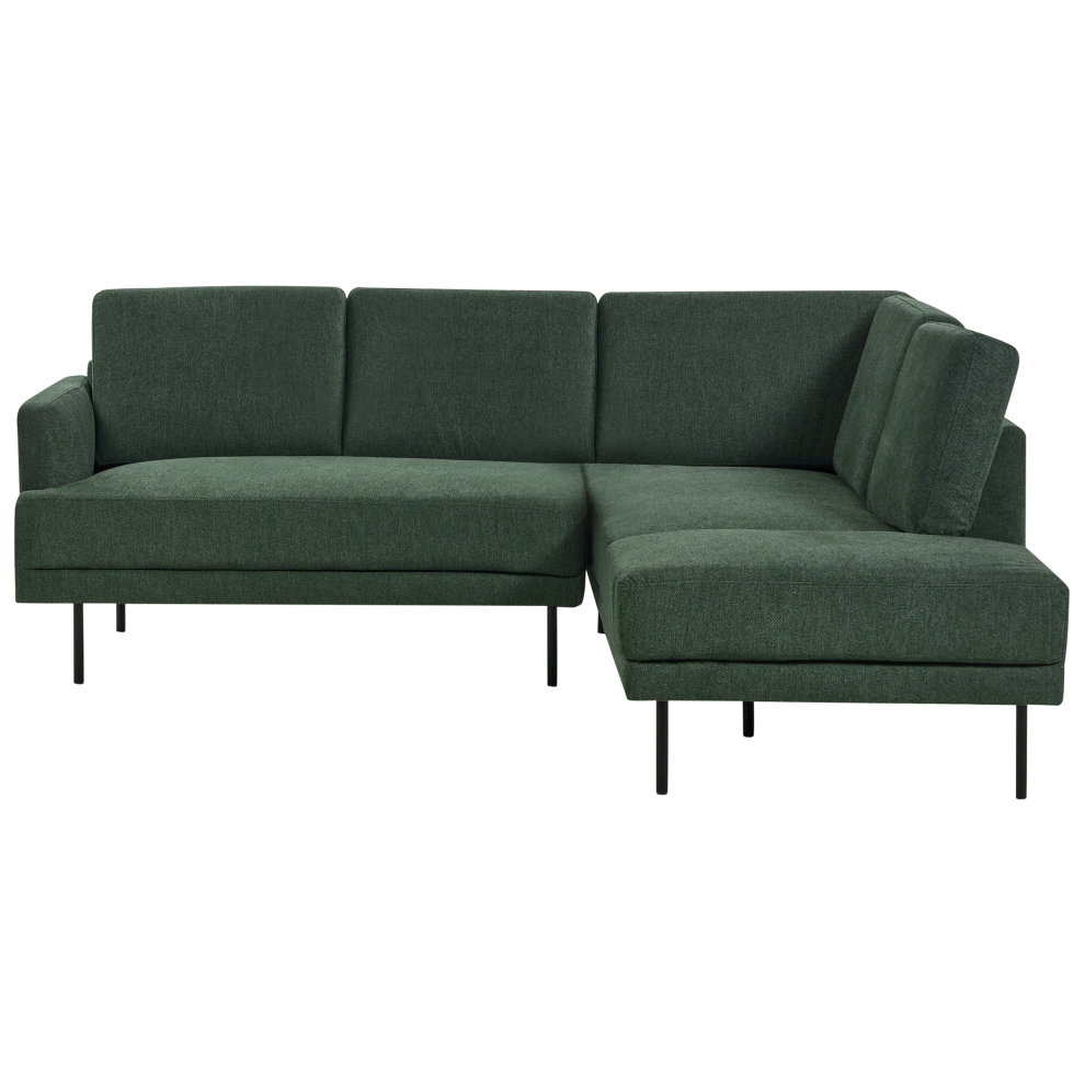 Left Hand 4 Seater Fabric Corner Sofa Dark Green BREDA