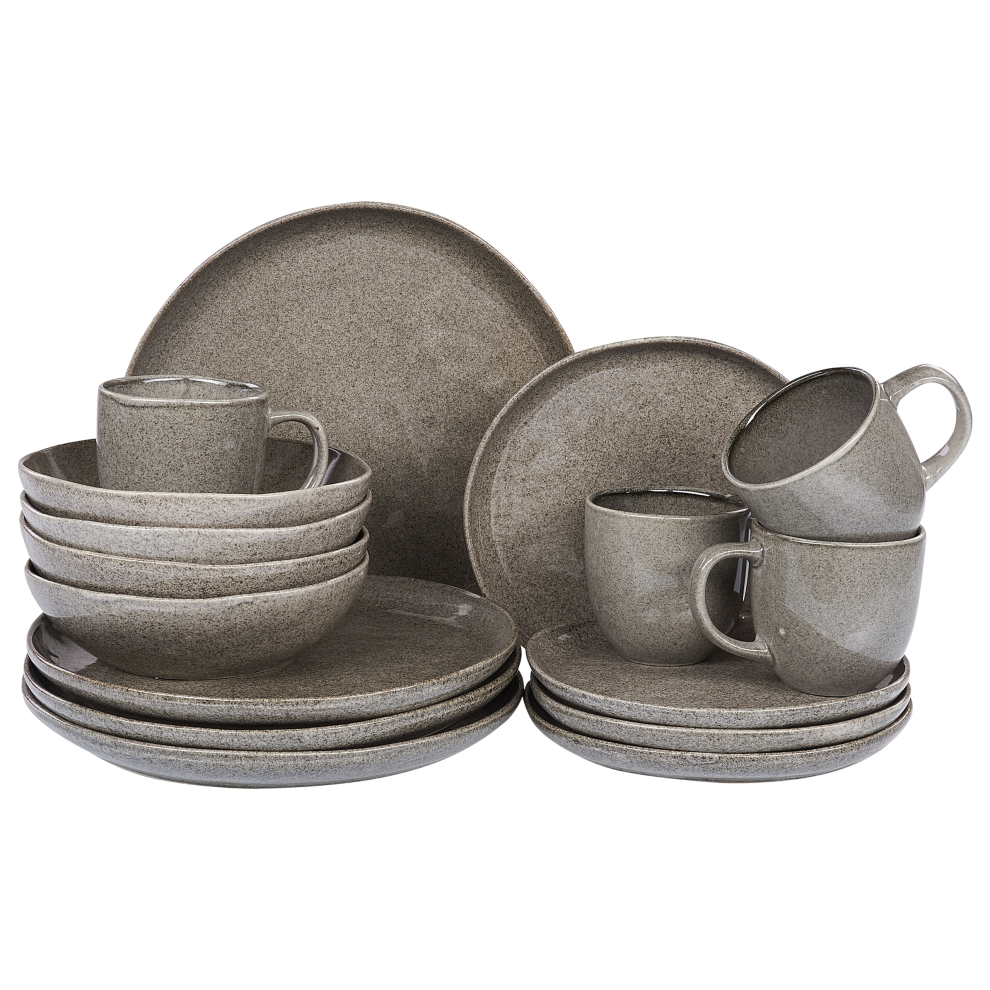Set of 16 Dinnerware COSTMARY Stoneware Grey