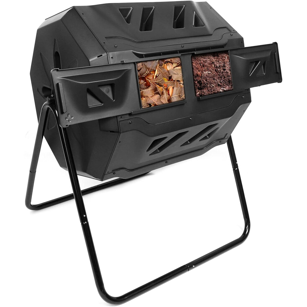 160L Composter Bin Dual Chamber Tumbler Organic Waste Compost Bin