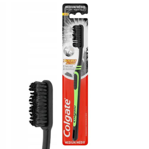 Colgate 8pc x Colgate Medium Double Action Charcoal Toothbrush Assorted Colours 1