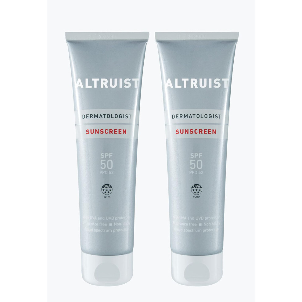 ALTRUIST. Dermatologist Sunscreen SPF 50  Superior 5 star UVA protection by Dr Andrew Birnie, suitable for sensitive skin  2 Count ( Pack of 1)