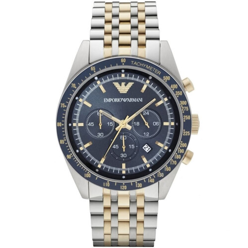 Armani ARMANI MEN'S WATCH AR6088 SILVER GOLD STRAP BLUE DIAL SILVER CASE 1