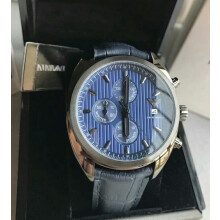 EMPORIO ARMANI MEN'S WATCH AR6126 BLUE STRAP BLUE DIAL GREY CASE
