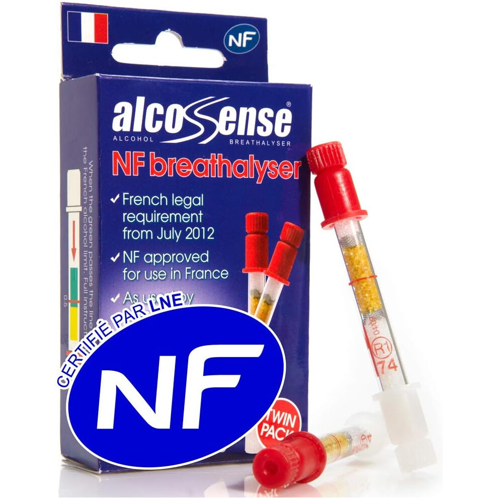 Alcosense French Nf Certified Breathalyzers For France & European Travel - Breathalyser Twin Pk - Nf Approved Alcohol Tester - Euro. Breathalyser Kit 693039600794