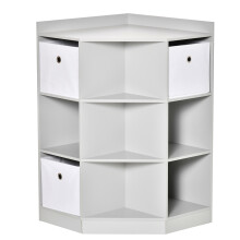HOMCOM Kids Corner Storage Cabinet with 9 Compartments & 3 Drawers, Anti-Tip, 311-044GY