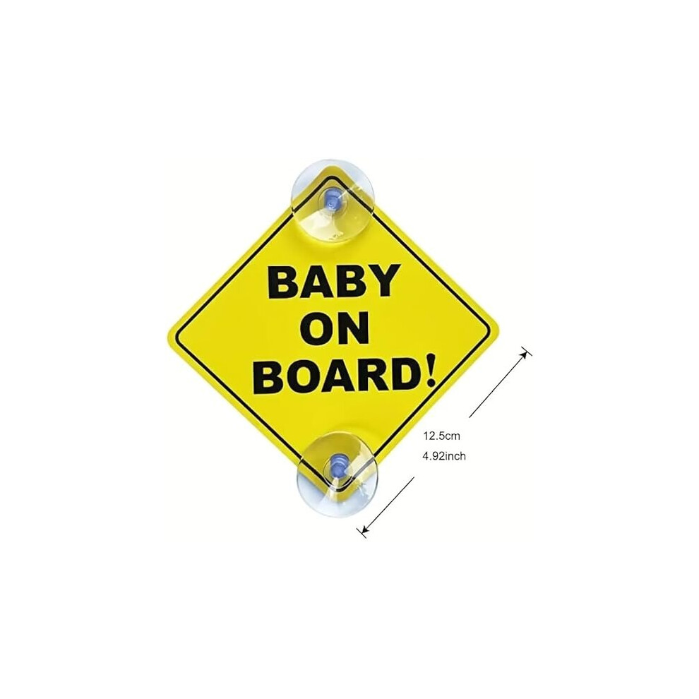 Baby On Board Sign for Car - Ideal Stickers Bright Yellow