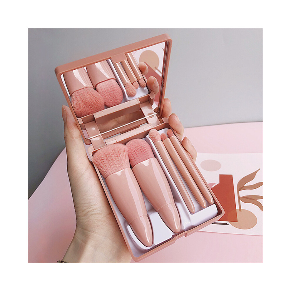 Portable 5pcs Makeup Brushes with Mirror Multi-function Smudge Brush