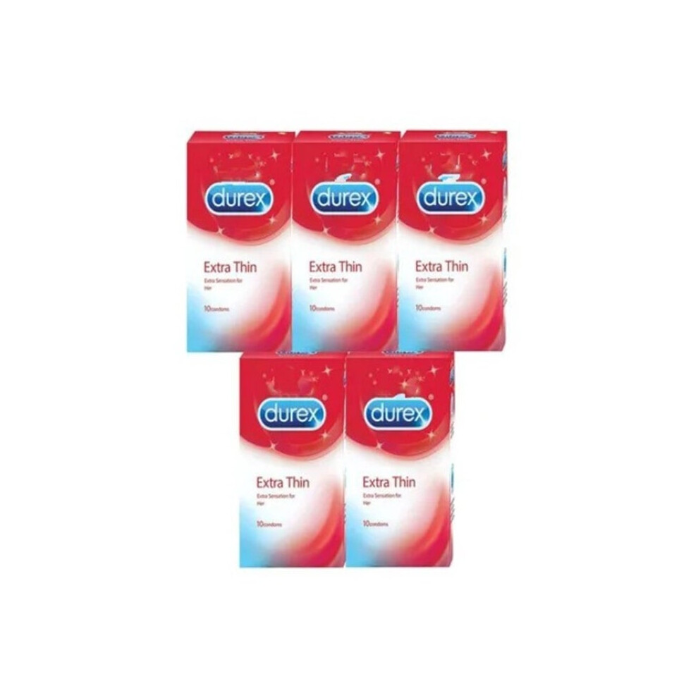 Durex Pack of 5 Extra Thin Condoms Maximum Sensation and Comfort