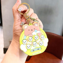 (Yellow) Deep Yellow Bear Keychain Fun Whackamole Cute Mini Game Machine Gift Idea