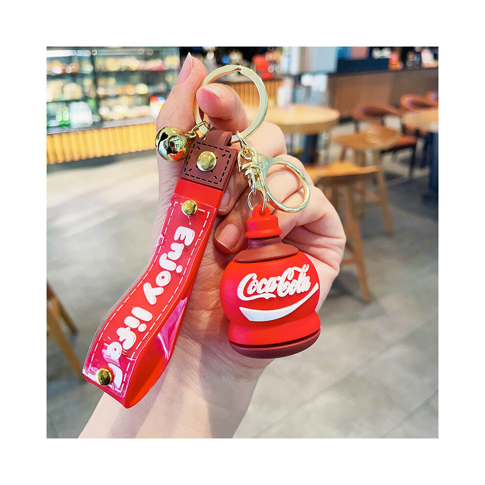 (Coke) Lovely Bottle Soda Keychain Unique Fanta Sprite Pepsi Design For Backpacks