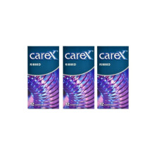 Carex Pack of 3 Ribbed Condoms Superior Texture and Sensation