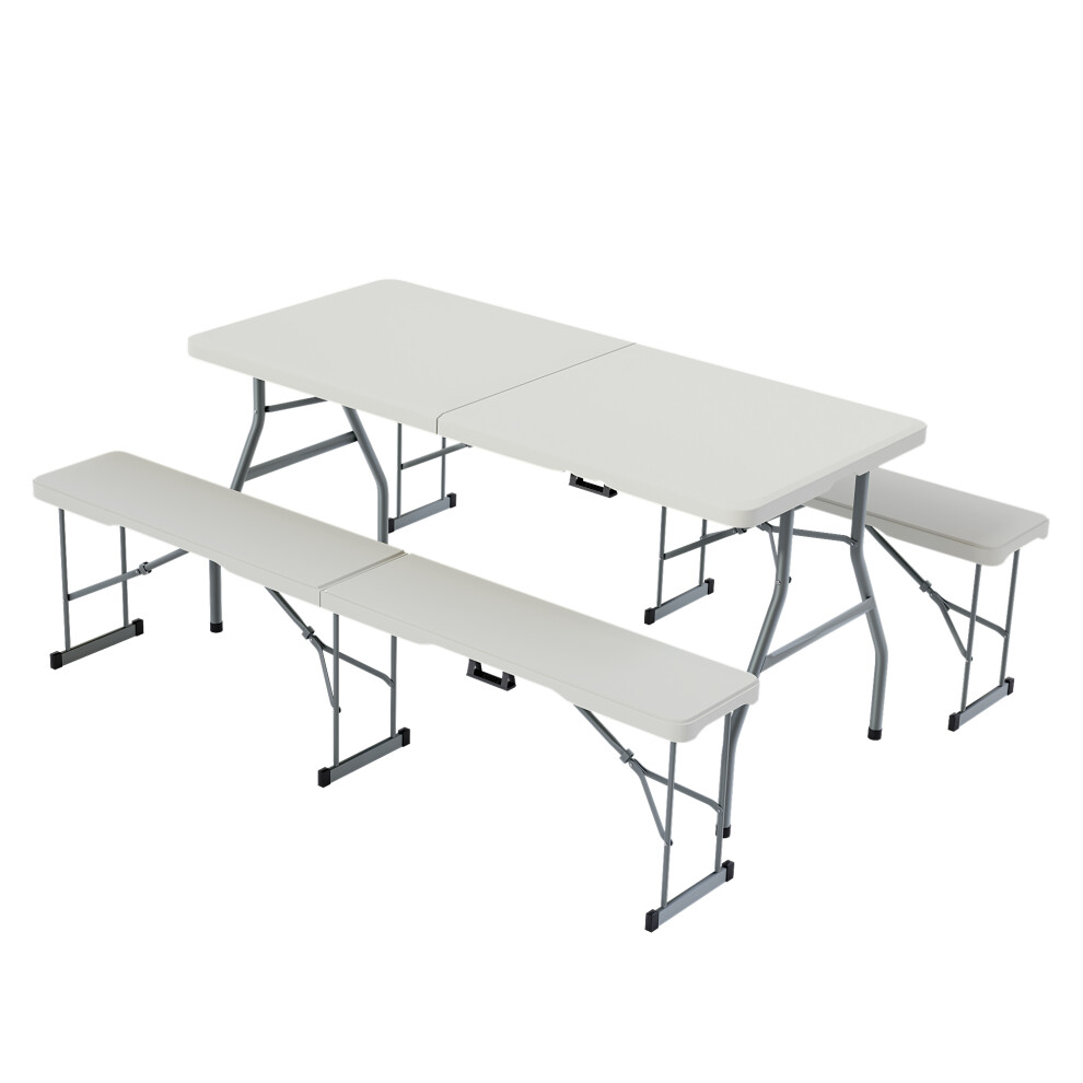 Indoor Outdoor Garden Folding Table 5ft & 2 Folding Benches
