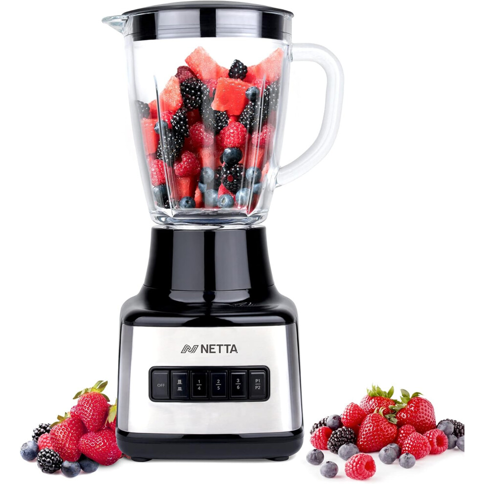 Table Blender - Smoothie Maker with Glass Jug - Electric Jug Mixer and Grinder - 8 Speed Settings, 500W - Ideal for Liquidisers, Milkshake