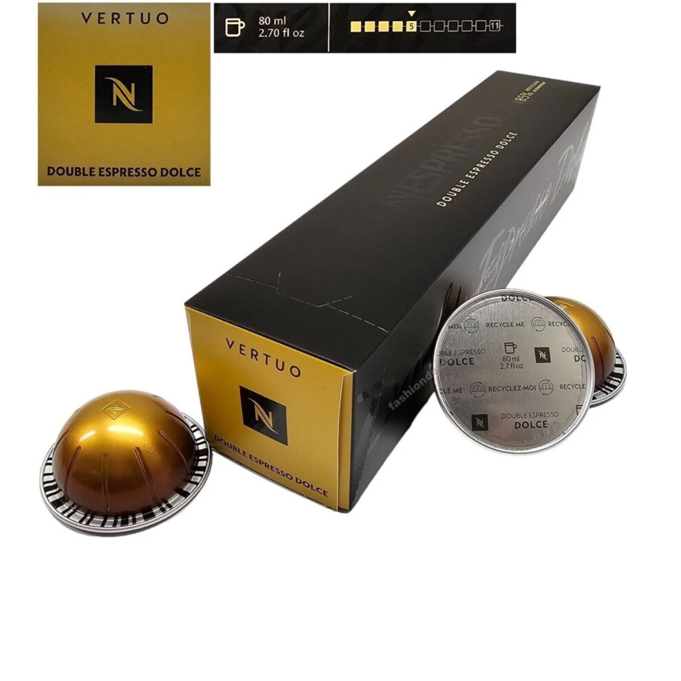 (DOUBLE ESPRESSO DOLCE - Cereal & Maltey) Nespresso VERTUO Coffee Machine Capsules Pods Sleeve Full Flavour Multi Discount