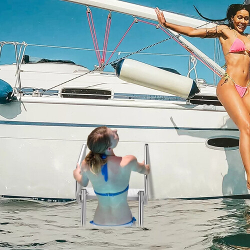 Casart 3-step Telescoping Boat Ladder Fold Dock Ladder Swimming Pool Ladder 2