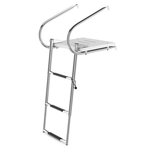 Casart 3-step Telescoping Boat Ladder Fold Dock Ladder Swimming Pool Ladder