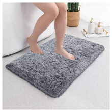 (50x80 cm- Bath Mat/Door Mat) Living Room Rugs Fluffy Shaggy Soft Grey Carpet UK