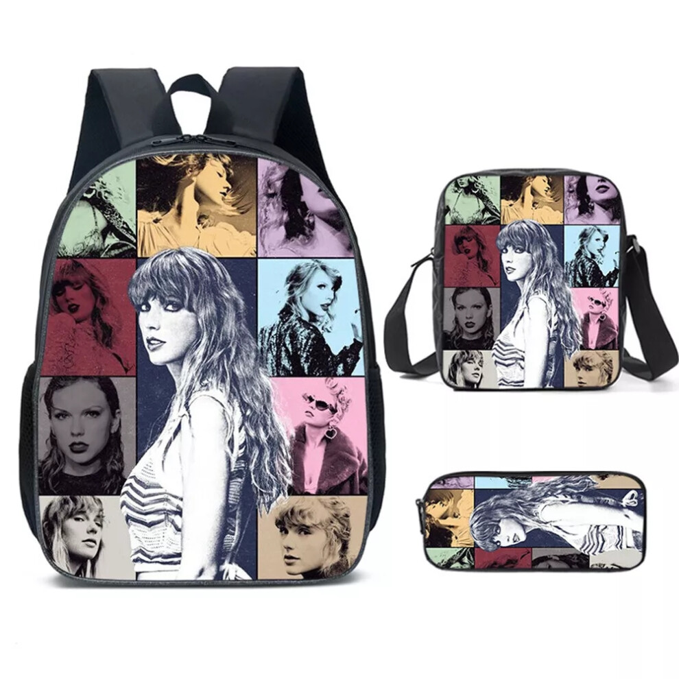 (3Pcs/set Taylor Swift backpack 06) Fashion Girls Swift Print Backpack School Shoulder bag Travel Rucksack Handbag