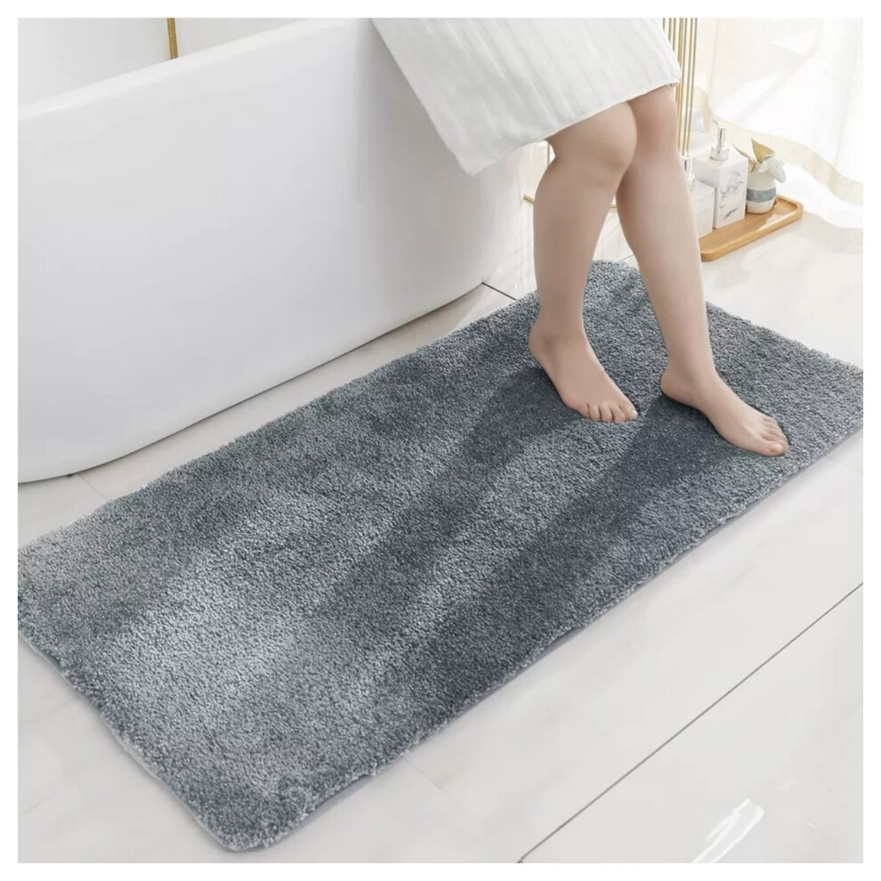 (60x110 cm- Large Bath Mat/Door Mat) Living Room Rugs Fluffy Shaggy Soft Grey Carpet UK