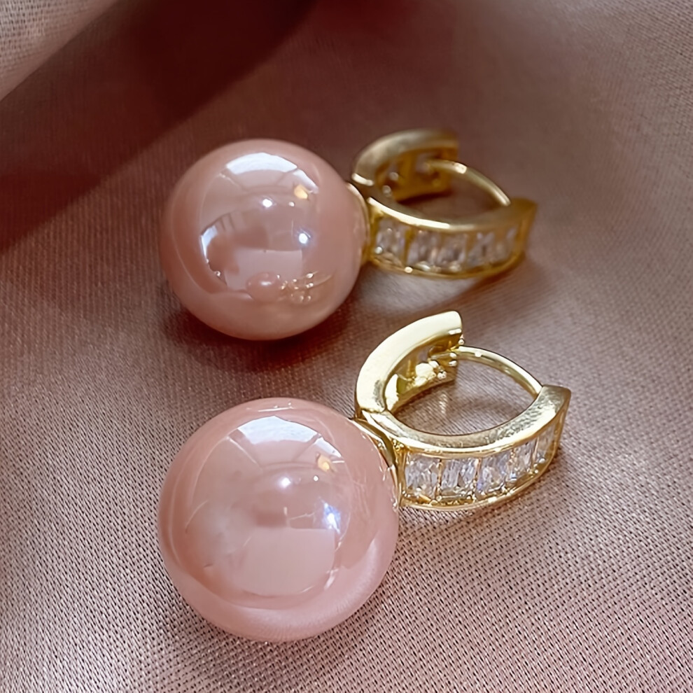 Elegant Pink Pearl Hoop Earrings for Women - Perfect for Parties and Dates