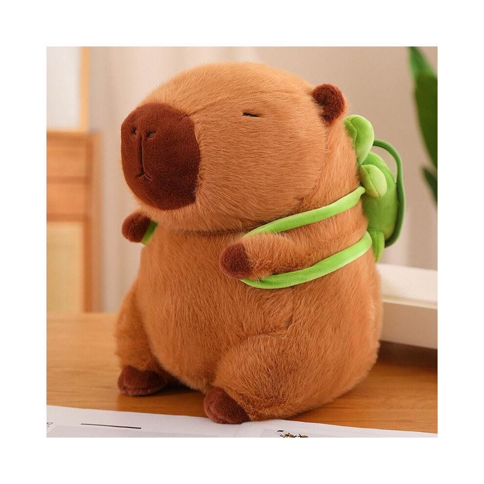 Skesrjtop (Turtle Capybara, About 20Cm) Strawberry Hat Capybara Plush Toy Simulation Turtle Backpack Capibara Stuffed Animals