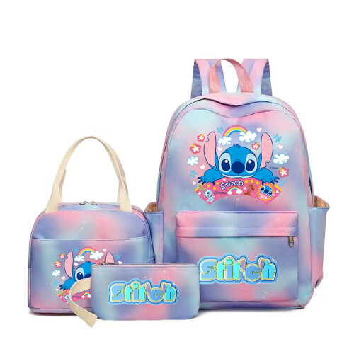 (Style 03) 3Pcs/set Cartoon Stitch Student Schoolbag Backpack + Lunch Bag + Pencil Case