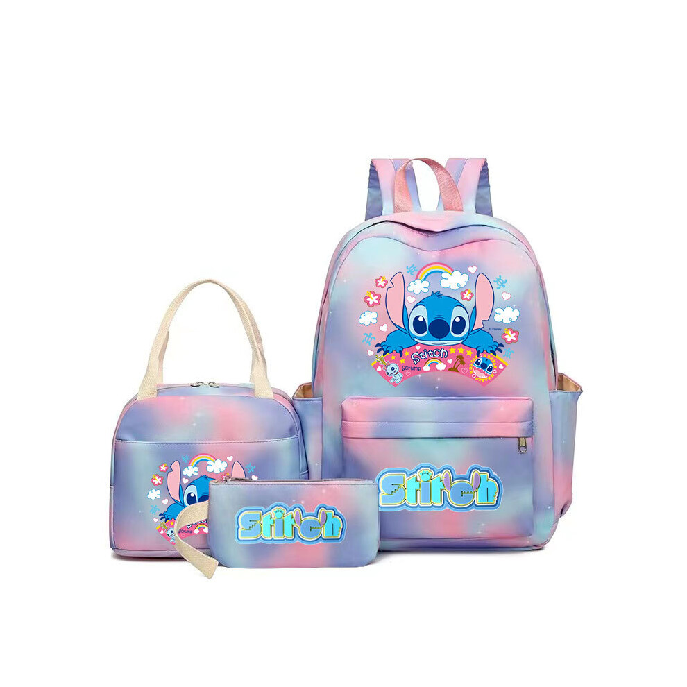 (Style 03) 3Pcs/set Cartoon Stitch Student Schoolbag Backpack + Lunch Bag + Pencil Case