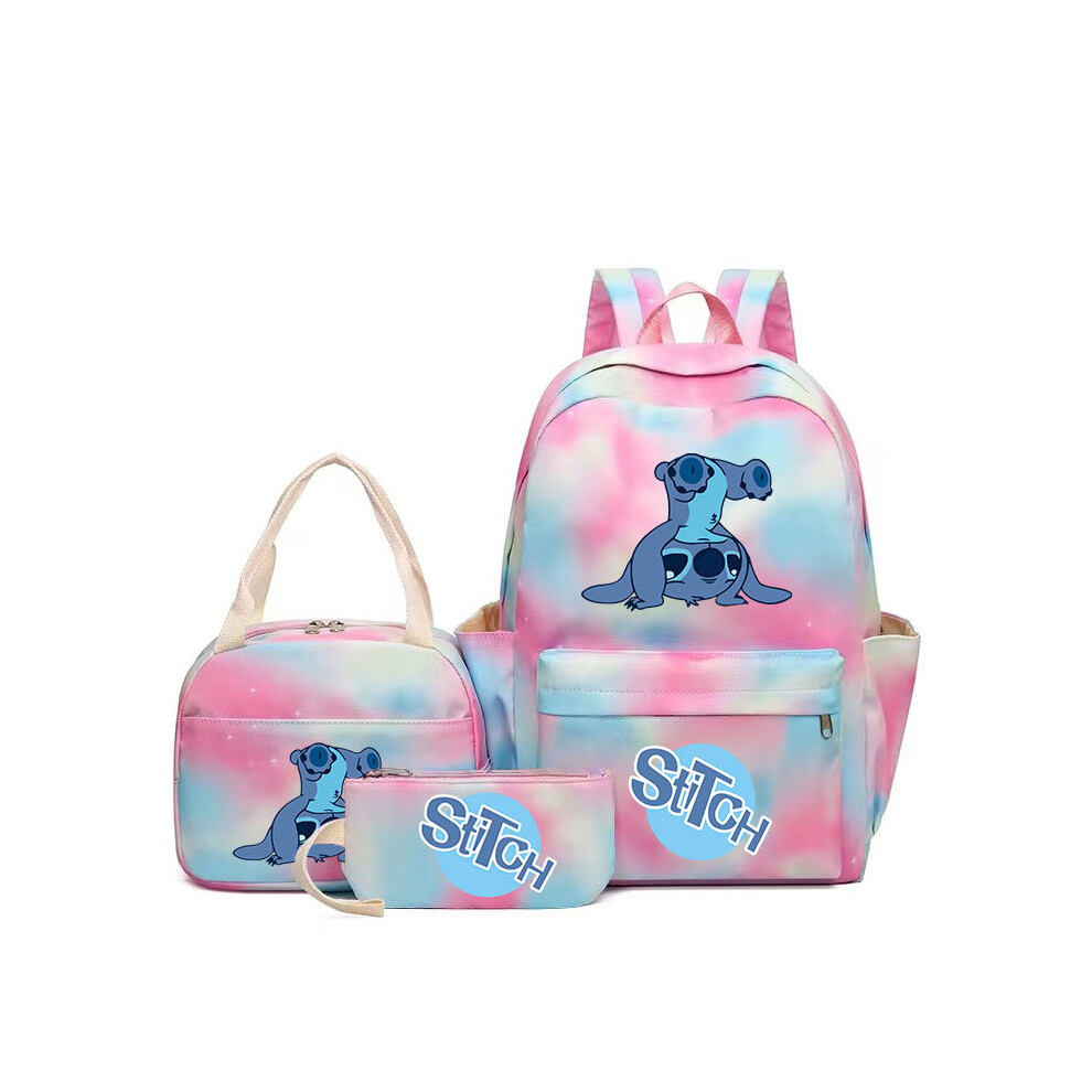 Stbnvf (Style 07) 3Pcs/Set Cartoon Stitch Student Schoolbag Backpack + Lunch Bag + Pencil Case Not,Specified