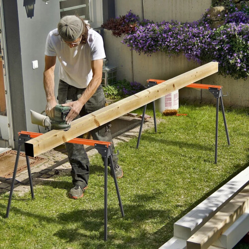 Casart 2 Pack Folding Saw Horses Compact Tools Heavy-duty Work Table w/ Legs 2