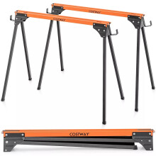 2 Pack Folding Saw Horses Compact Tools Heavy-duty Work Table w/ Legs