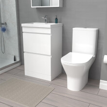Nes Home 500mm Gloss White 2 Drawers Basin Vanity & Close Coupled Toilet