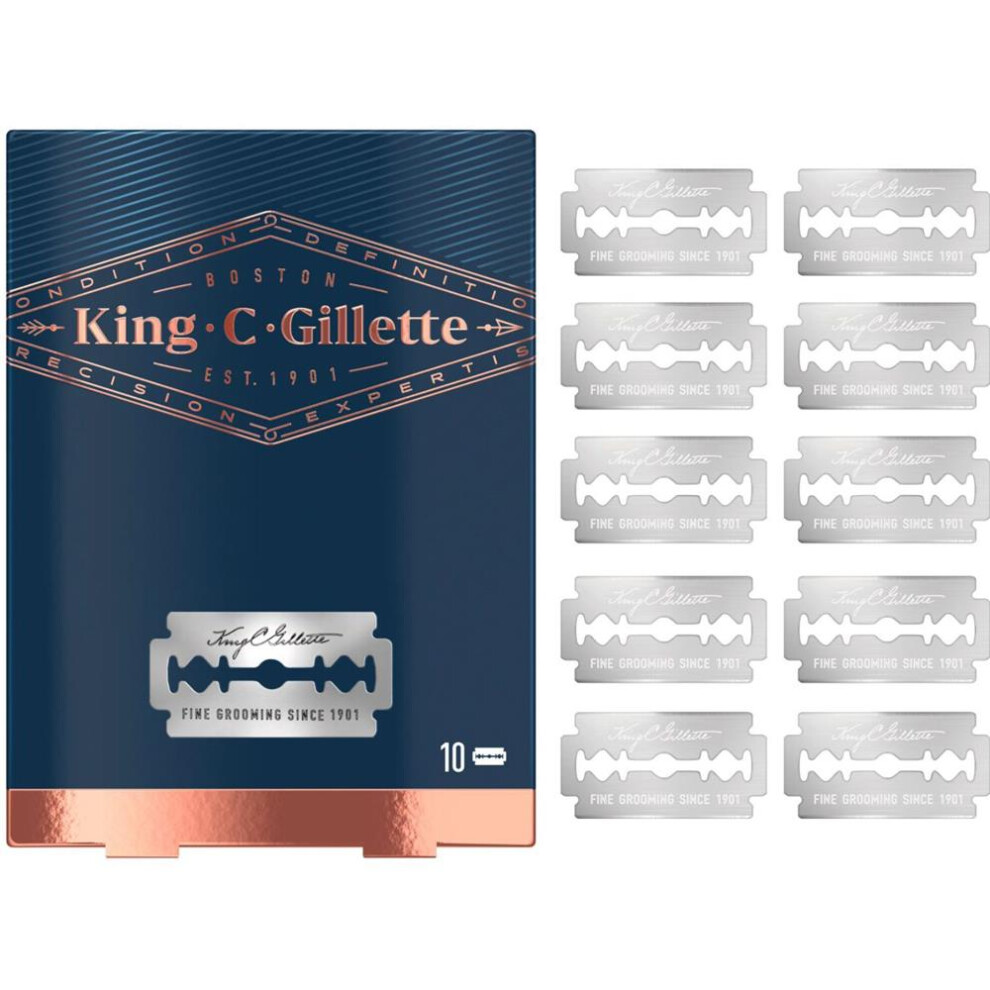 King C. Gillette Men's Double Edge Safety Razor Blades Pack of 10's Tainless Steel Blades Long lasting durability