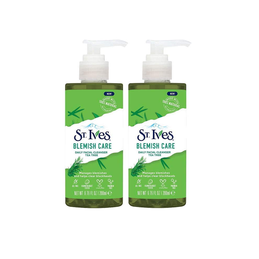 St Ives Blemish Care Daily Facial Cleanser Tea Tree 200ml  (x2 Bottles)