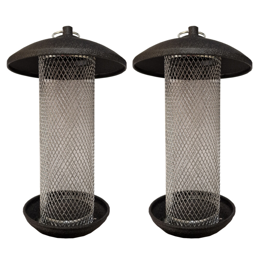 Large Hanging Steel Bird Suet and Fat Ball Feeder (Set of 2)