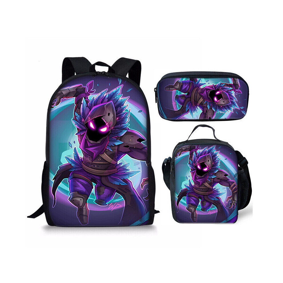 (24) 3PCS Fortnite Game Backpack Lunch Bag Pencil Case School Bag