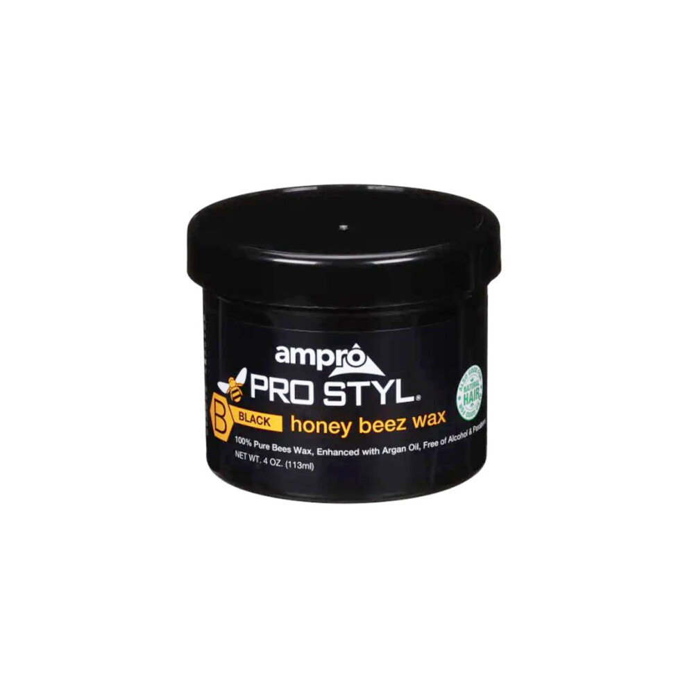 Black Ampro Pro Styl Honey Beez Hair Care 100% Bees Wax For A Natural Hold 4Oz