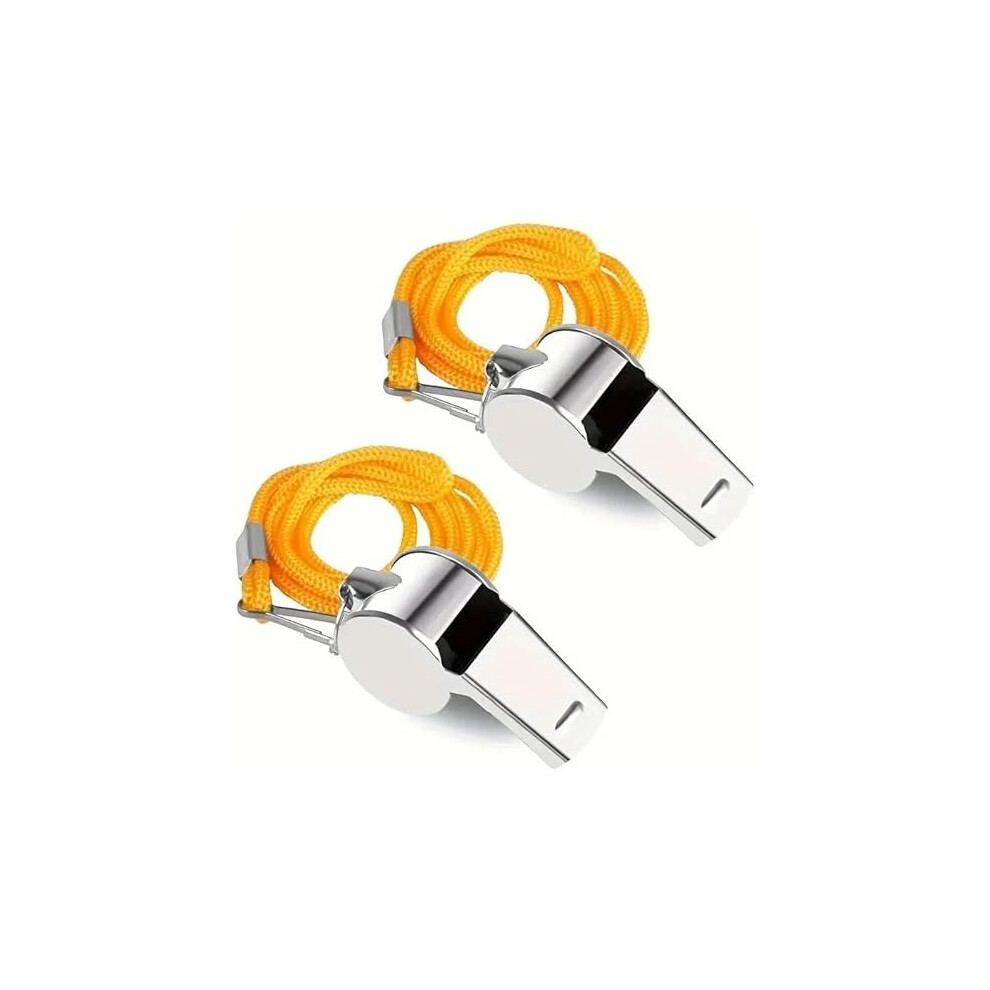 12 Pack Stainless Steel Sports Whistles with Lanyard