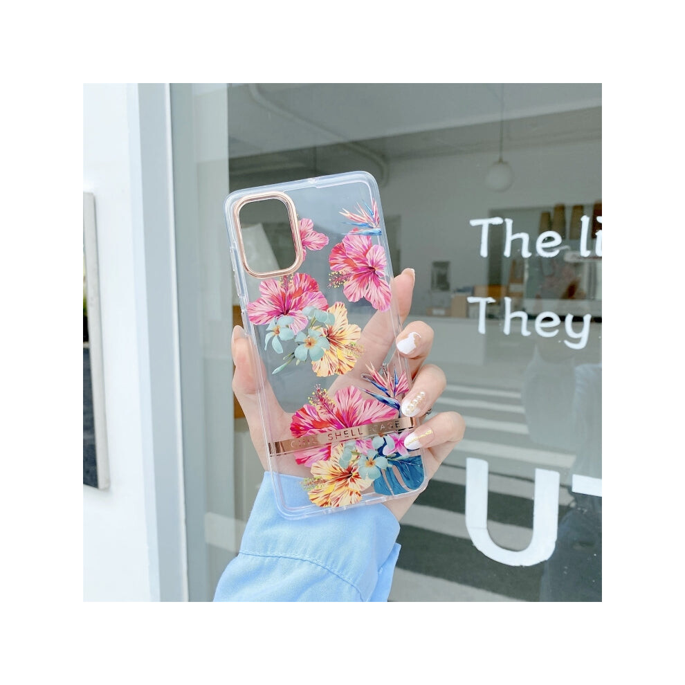 For Samsung Galaxy A14 5G High Translucent Electroplating Flower Pattern Tpu + Pc Phone Case(Hibiscus) 8766787935615