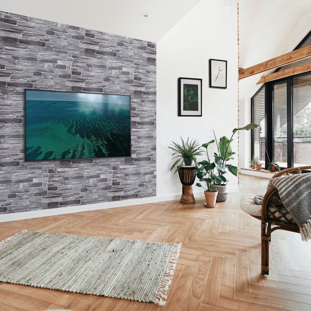 (Grey, Set Of 20) Self Adhesive 3D Wall Panels - 96 Cm X 48Cm | 37.79 X 18.89 In Pvc Cladding Faux Stone & Brick Effect Designs 5061027354021