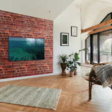 (Deep Red, Set of 14) Self Adhesive 3D Wall Panels - 96 cm x 48cm | 37.79 x 18.89 in PVC Cladding Faux Stone & Brick Effect Designs