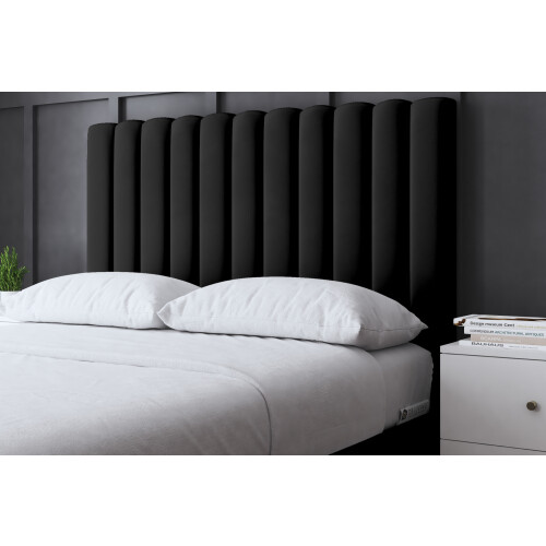 DS Living (Small Double, Black) Evangeline Panel Upholstered Bed with Ottoman