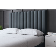 (Super King , Steel) Evangeline Panel Upholstered Bed with Ottoman
