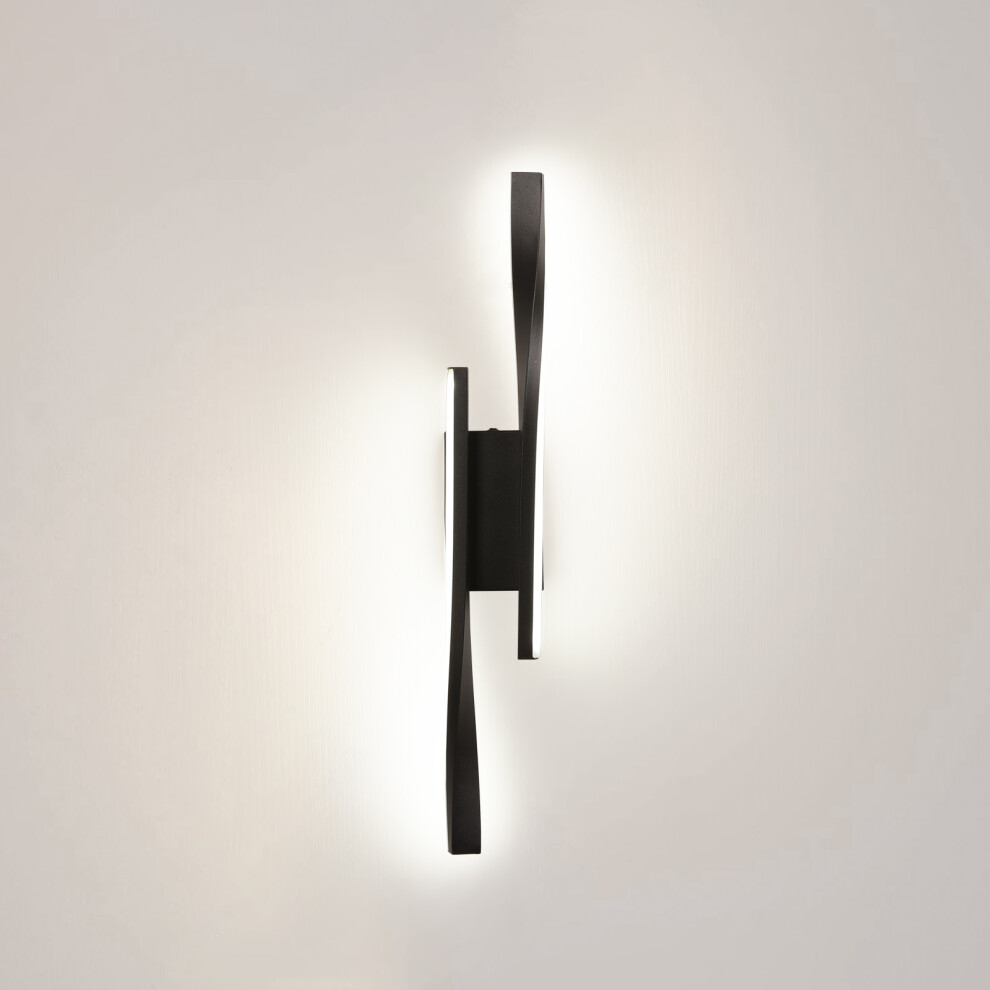 40CM Applique Murale Intérieure Led, Lampe Murale Moderne, Acrylique Luminaire Mural Interieur Pour Chambre, Salon, Couloir, Blanc Froid (Noir)