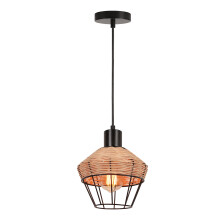 Retro Hemp Rope Pendant Light Metal Cage Chandelier Modern Ceiling Lamp Indoor Pendant Light