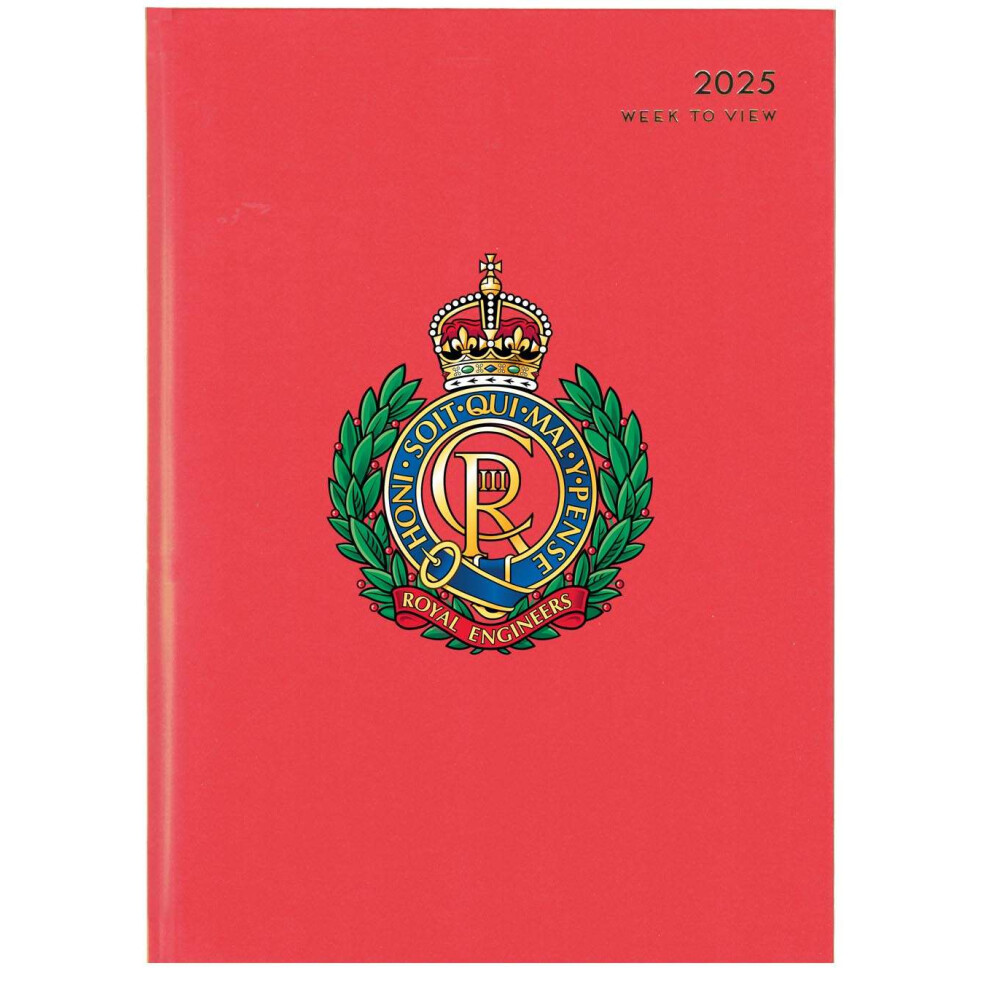 Corps of Royal Engineers King's Crown badge A5 diary, red, 2025