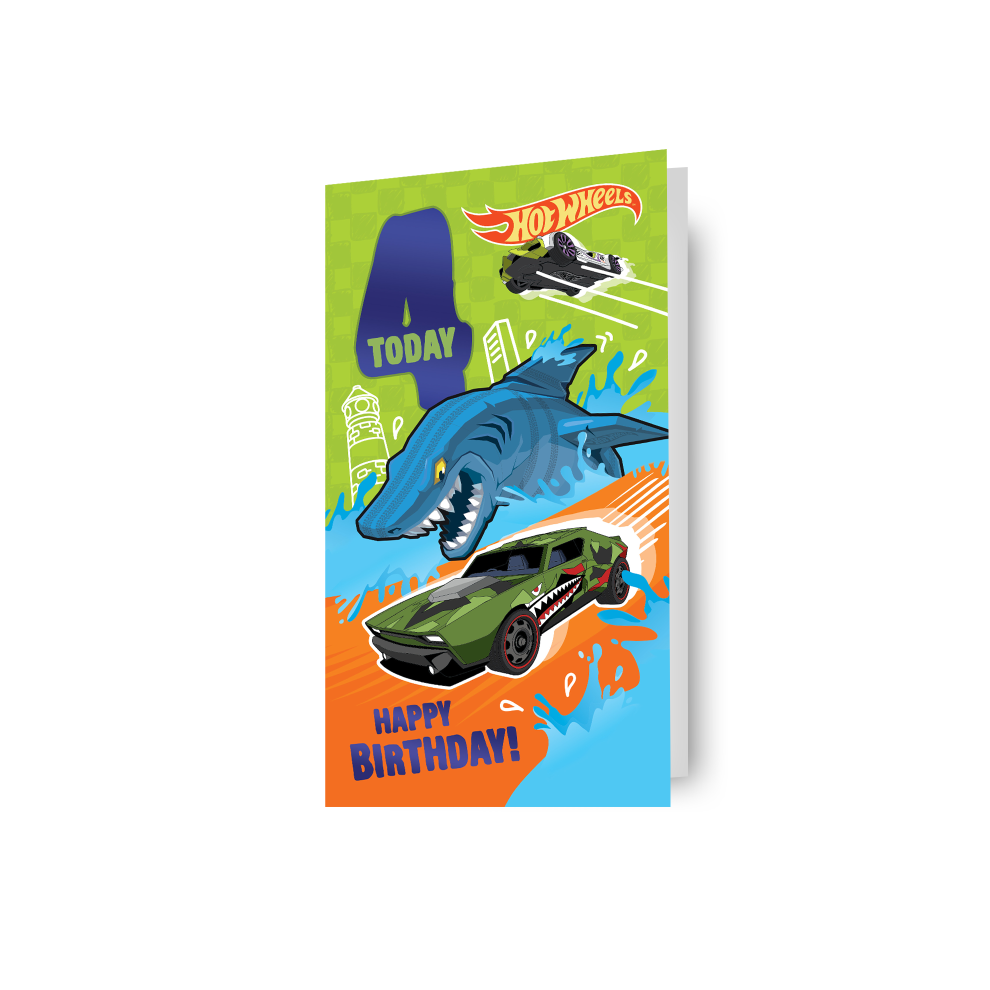 Hot Wheels Age 4 Birthday Card